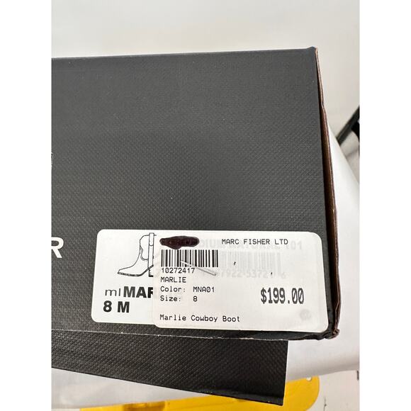 MARC FISHER New in Box Evereve Marlie Western Cowboy Boot in Tan Leather // 8 - Picture 7 of 10